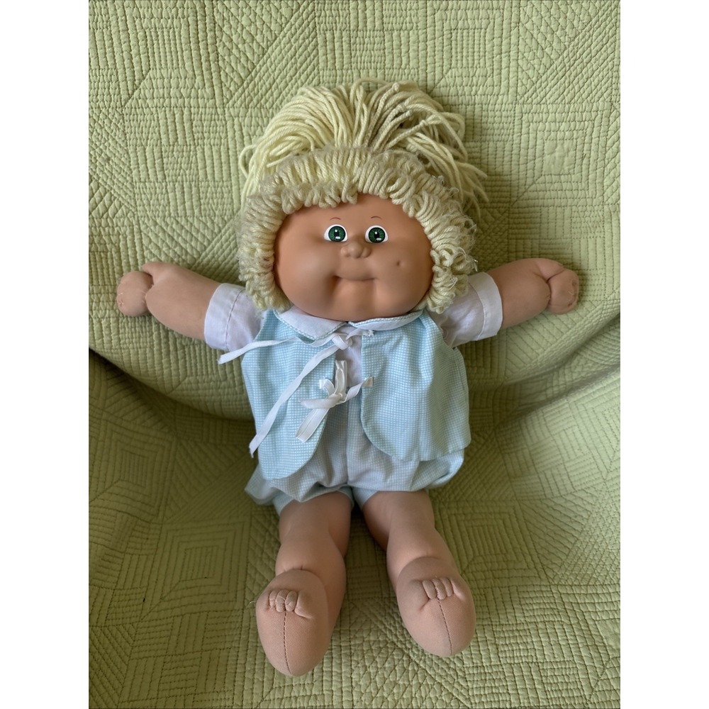 Vintage 1980s Cabbage Patch Kids Coleco Doll Mold #8 Blonde Hair Green Eyes